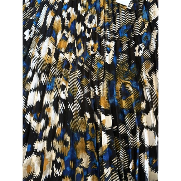 DKNY Women's Logo-Waistband Pleated Satin Midi Skirt Black Multi S - Picture 7 of 9